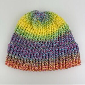 Handmade In USA Women's OSFM Hand Knit Beanie Winter Hat Cap Ribbed Cuffed NEW!